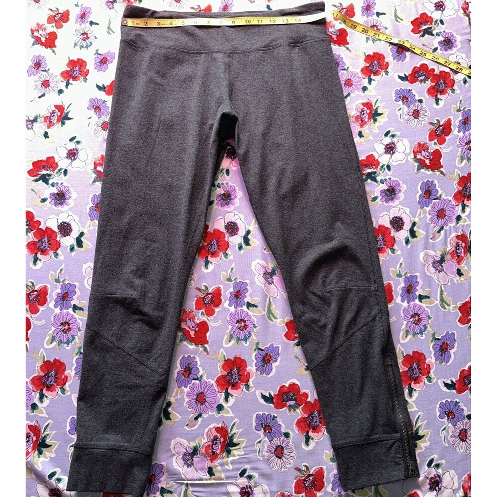 Calvin Klein sz L Womens Gray Athletic Pants Zip Ankle Leggings Fashion Stretch